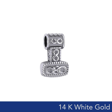 Celtic Thor's Hammer 14K Solid White Gold Slider Pendant WTP181 - Jewelry